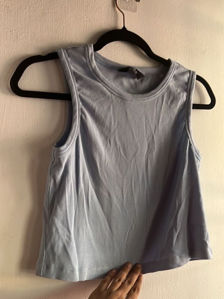 Light Blue Ribbed Tank Top