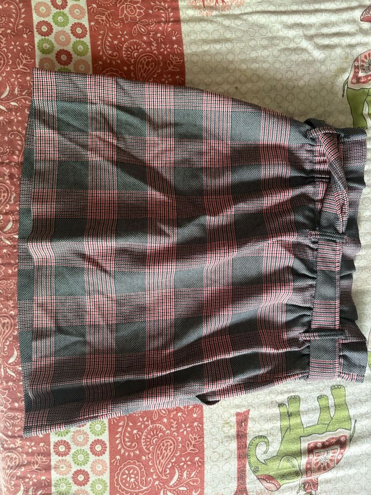 Plaid Mini Skirt with Belt Detail