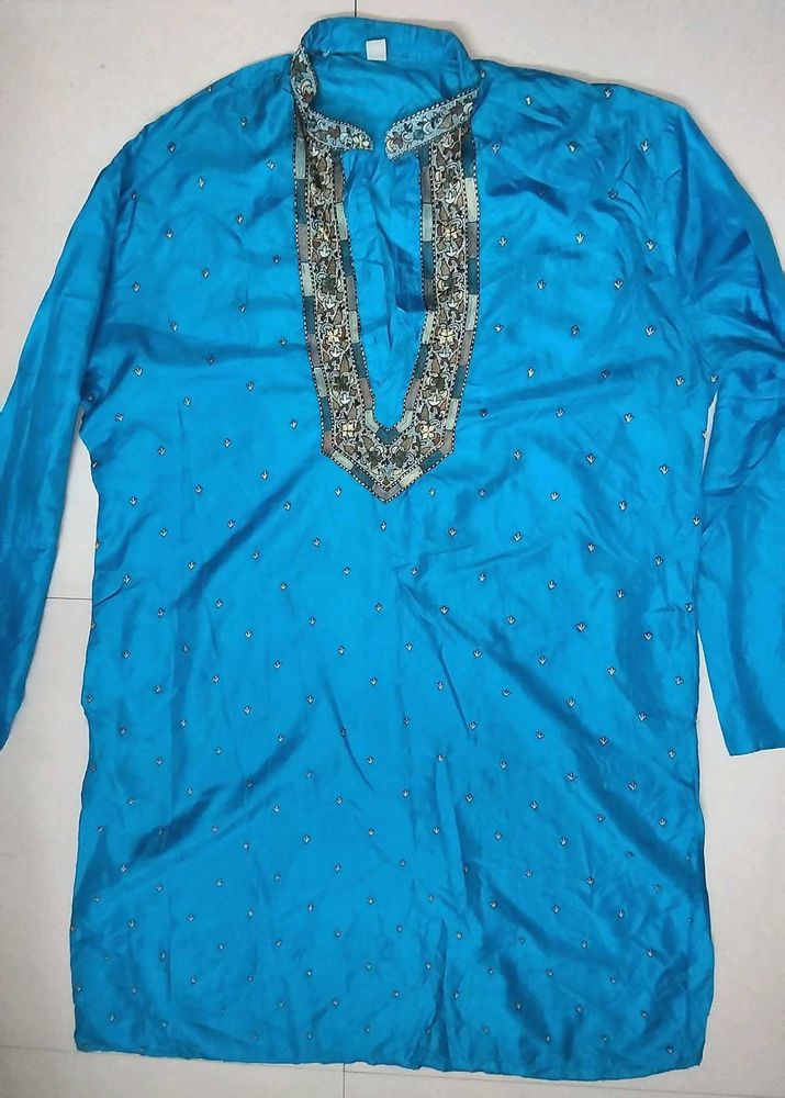 Elegant Blue Silk Kurta