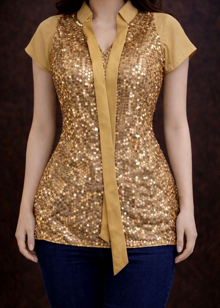 Y2K Sparkling Gold Sequin Top✨✨