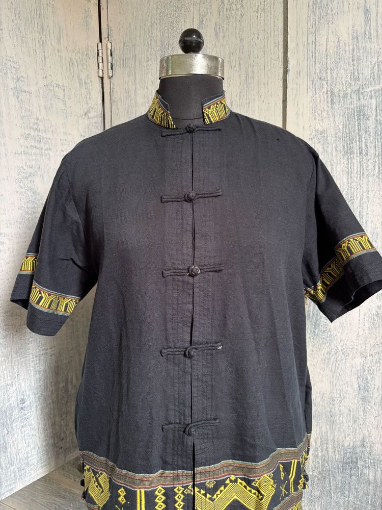 Black Ethnic Kurta with Golden Border