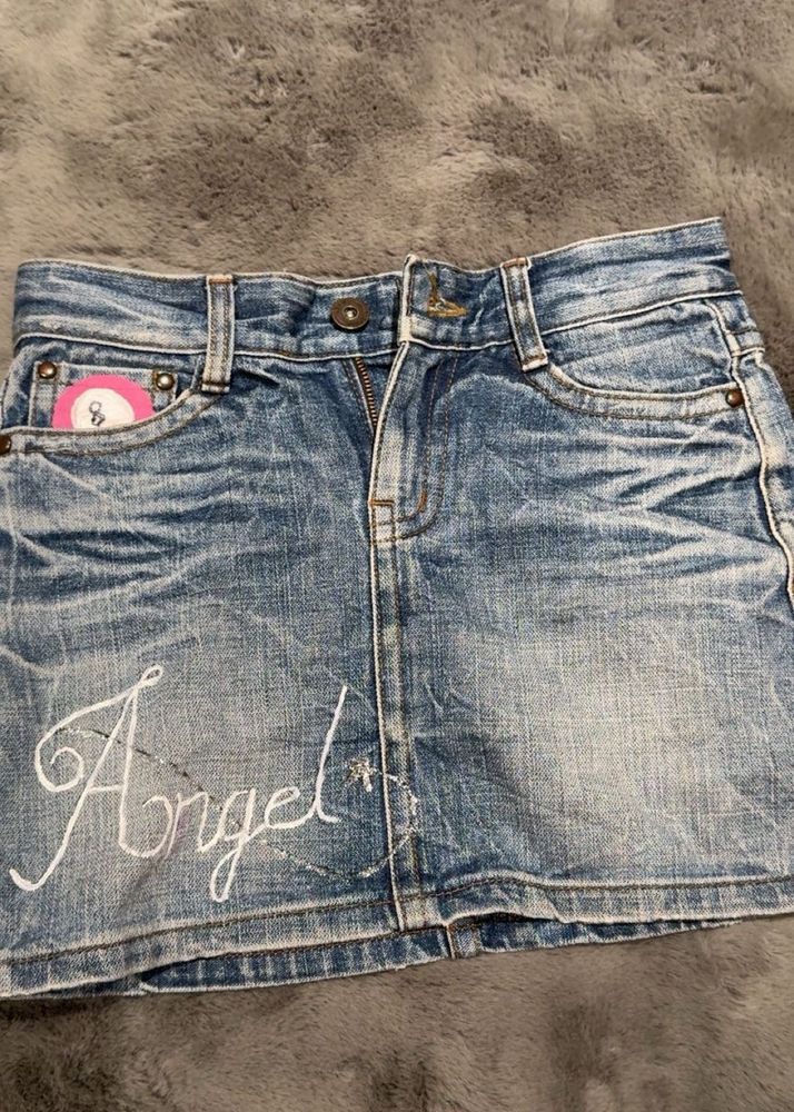 Cute Angel Denim Mini Skirt