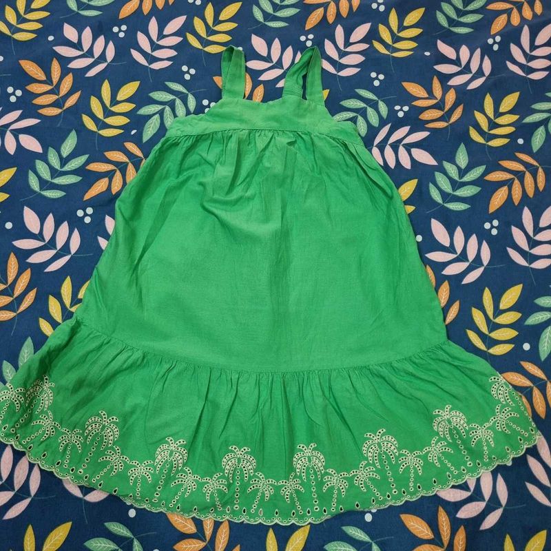 Bright Green Embroidered Summer Dress