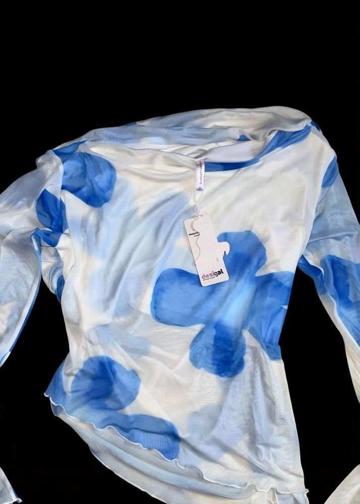 Sheer Floral Print Long Sleeve Top