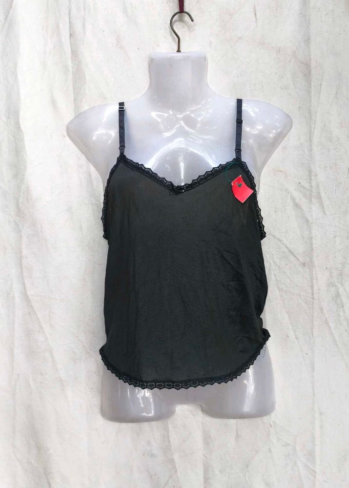 16245. Black Lace Trim Cami Top