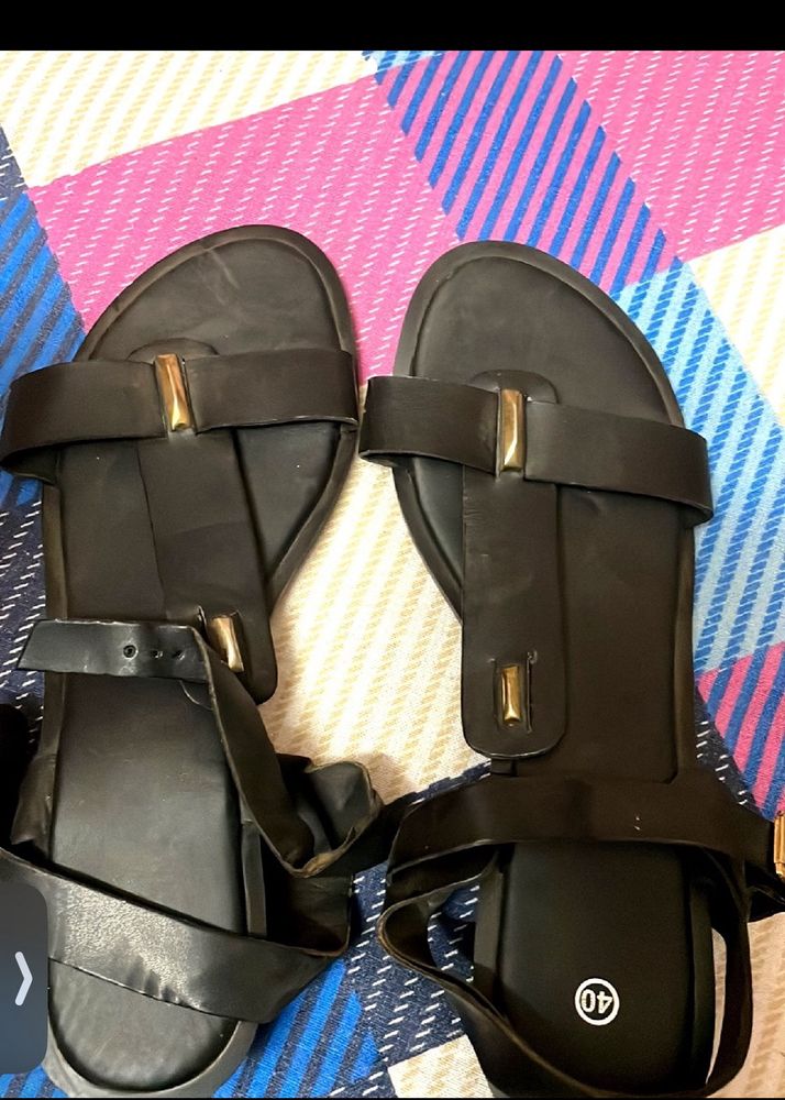 Aditya Birla Black Unused Sandal Solid Article