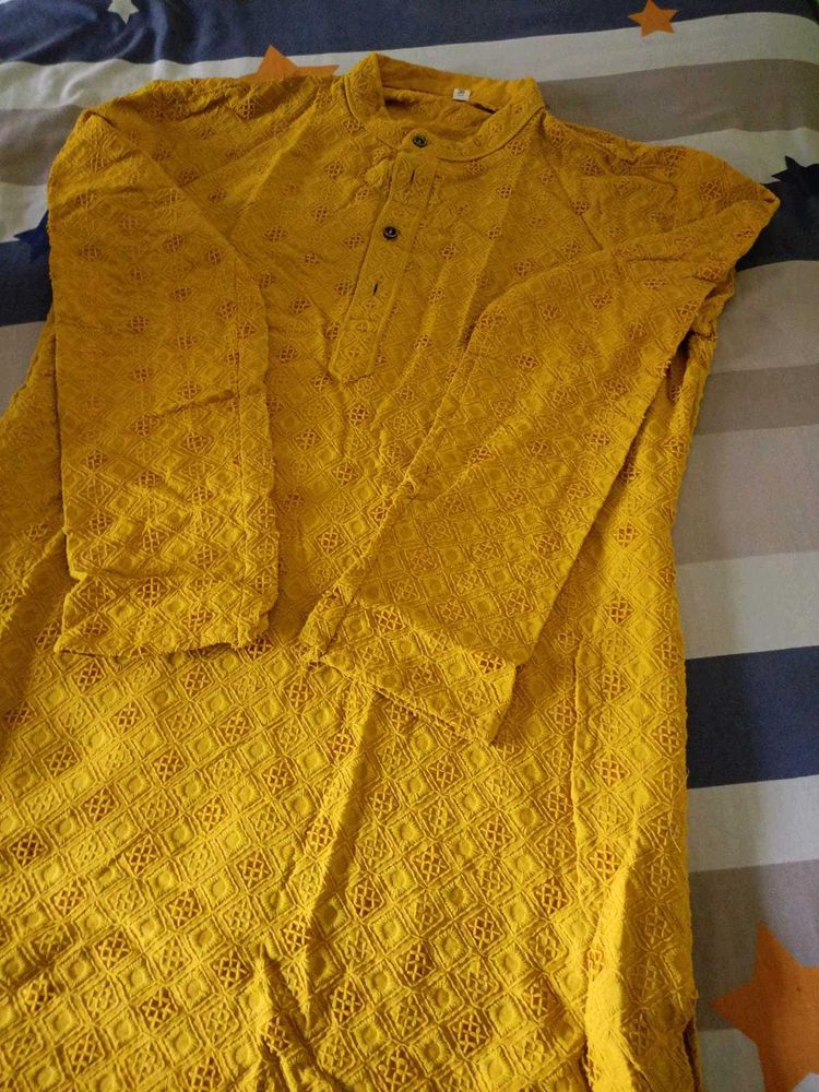 Yellow Chikankari Kurta
