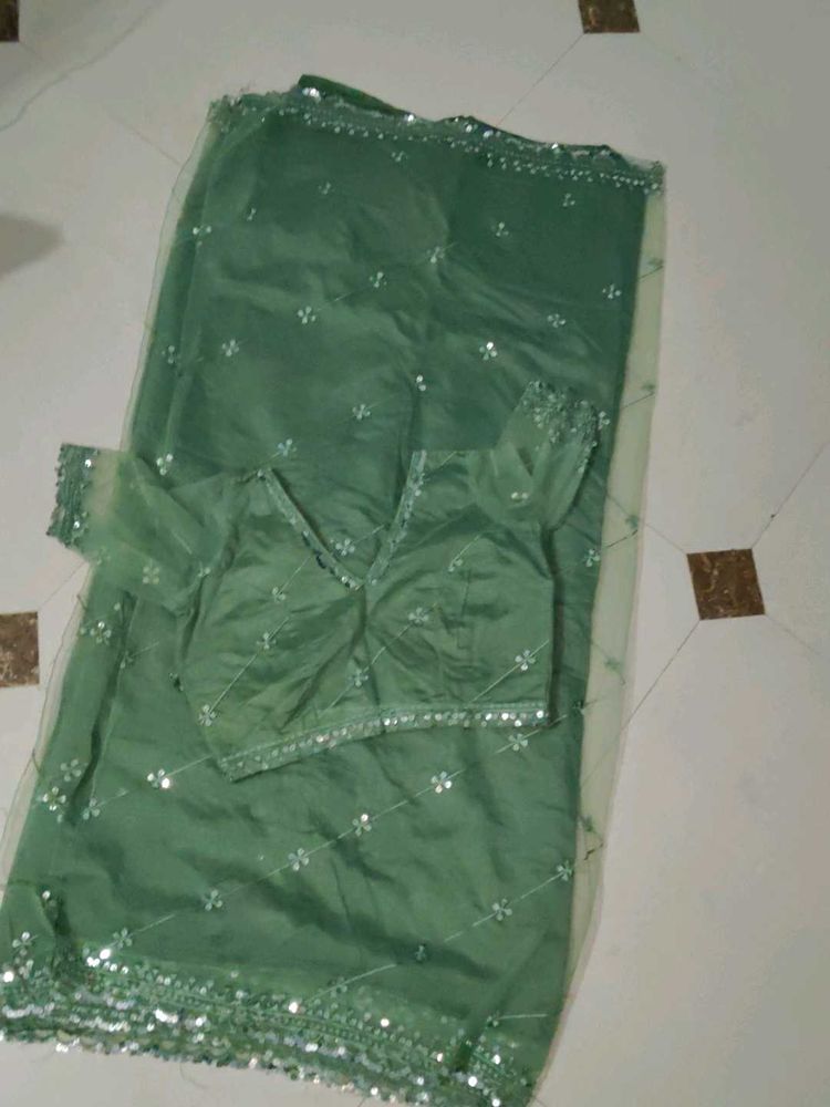Elegant Green Saree with Blouse