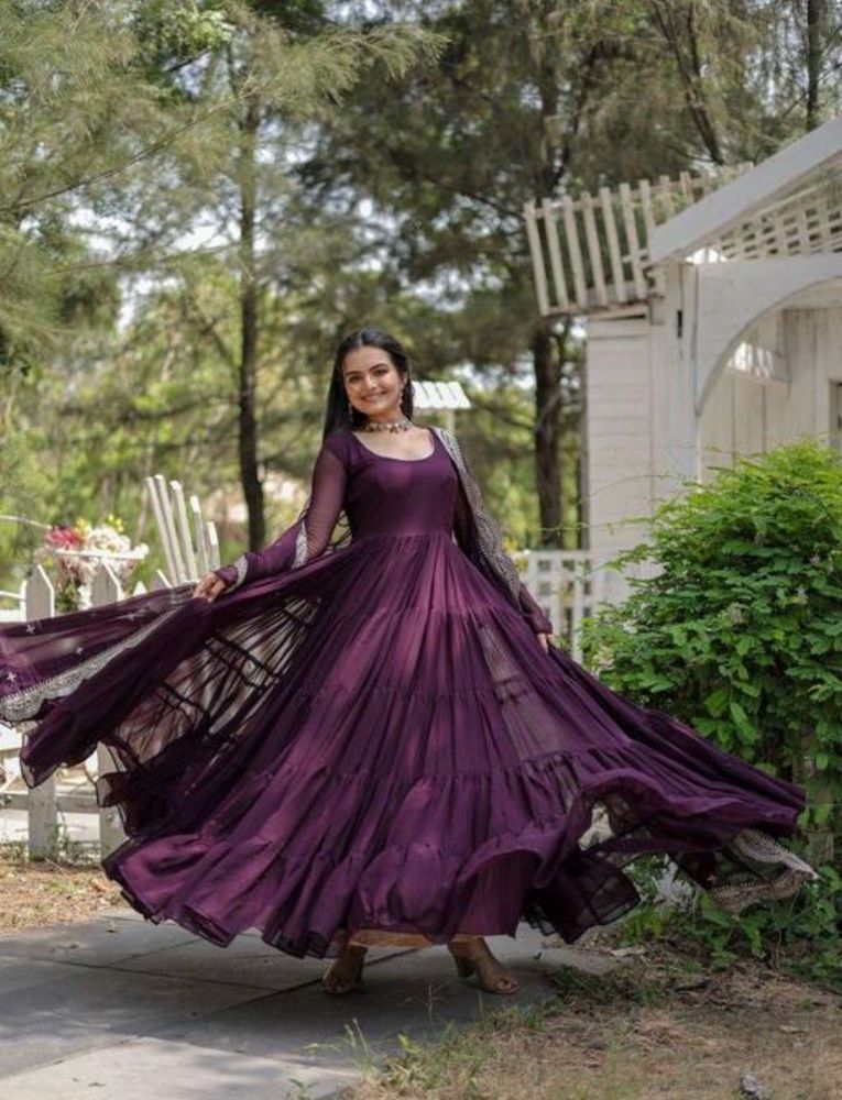 Elegant Purple Anarkali Gown