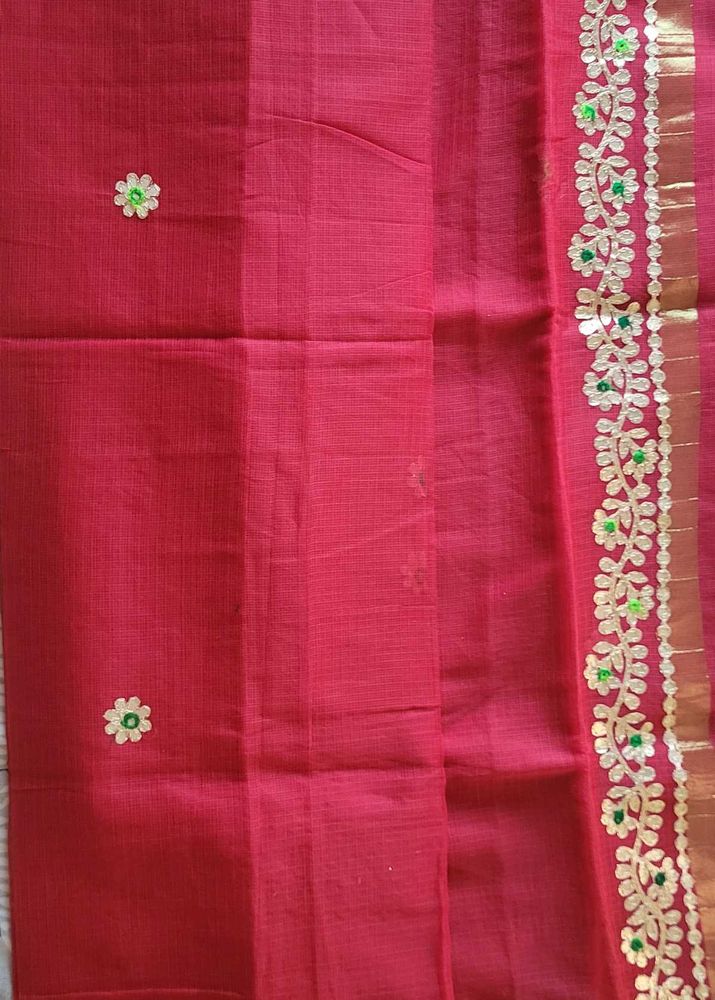 Beautiful Red Embroidered Saree with  blouse p