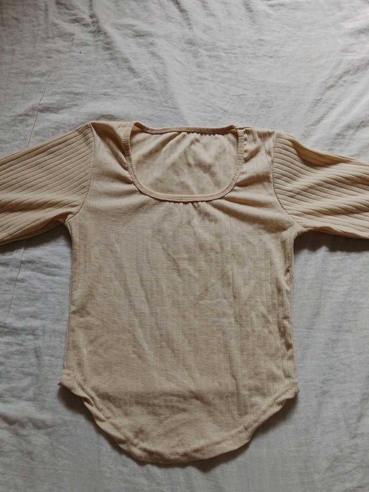 Ribbed Long Sleeve Camisole Top