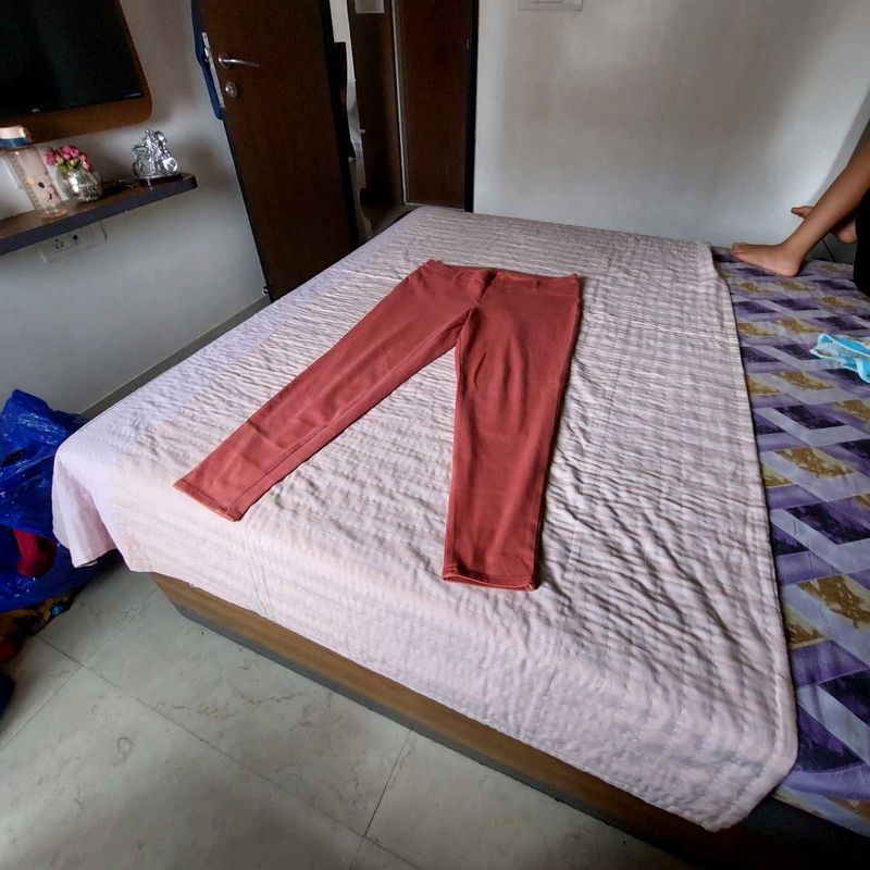 Terracotta Colored Slim Fit Pants