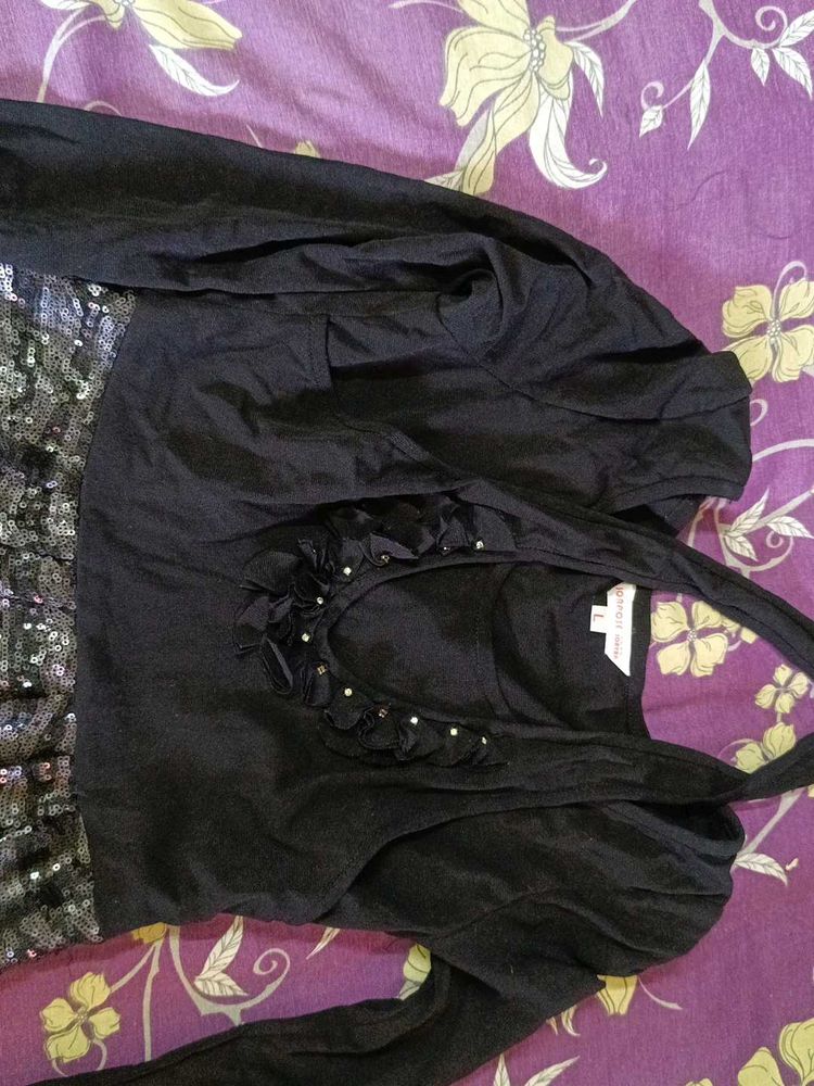 Sparkly Sequin Black Dress with Bolero
