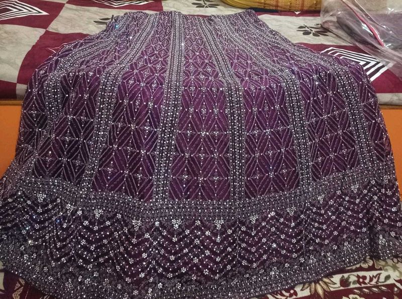 Designer Purple Embellished Lehenga Skirt