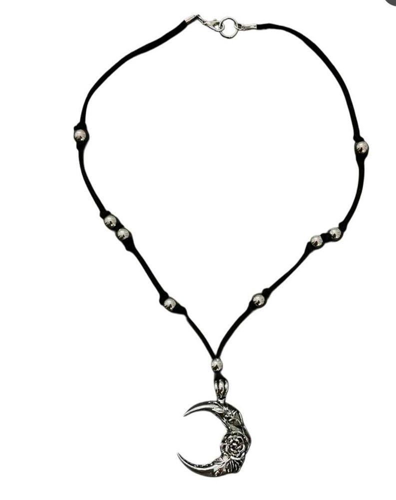 Crescent Moon Rose Necklace and earrings Set