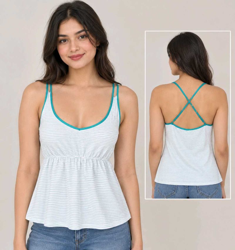 Striped Peplum Camisole Top
