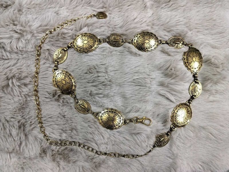 Golden Vintage Style Ornate Metal Belt