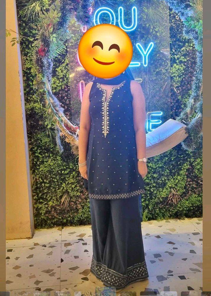Elegant Teal Kurta Palazzo Set