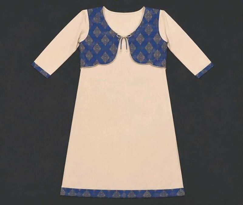 Beige &amp; Royal Blue Kurta for Women