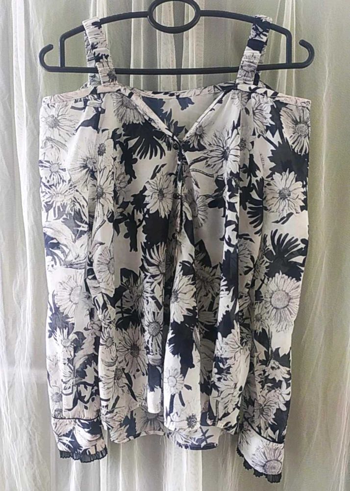 Floral Print Cold Shoulder Top