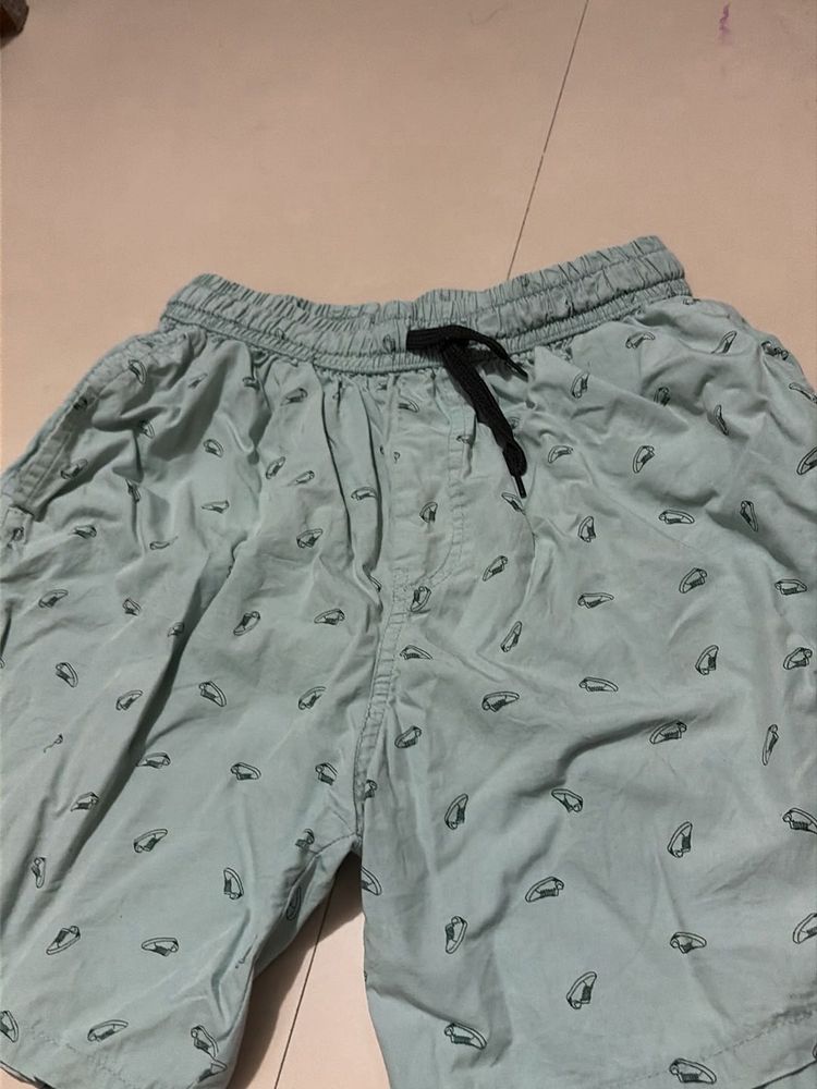 Light Blue Printed Shorts