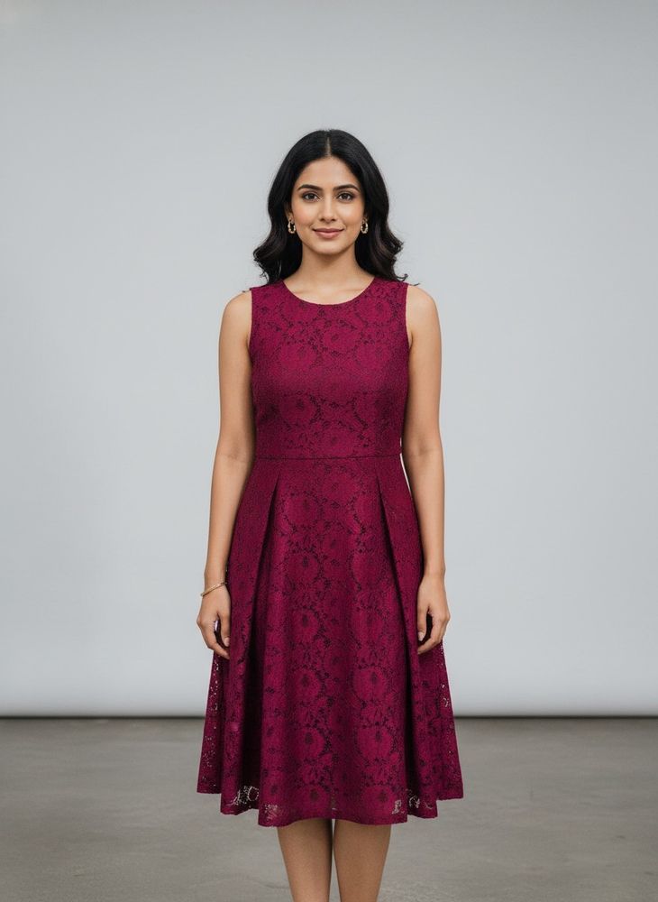 Burgundy Lace Sleeveless Dress