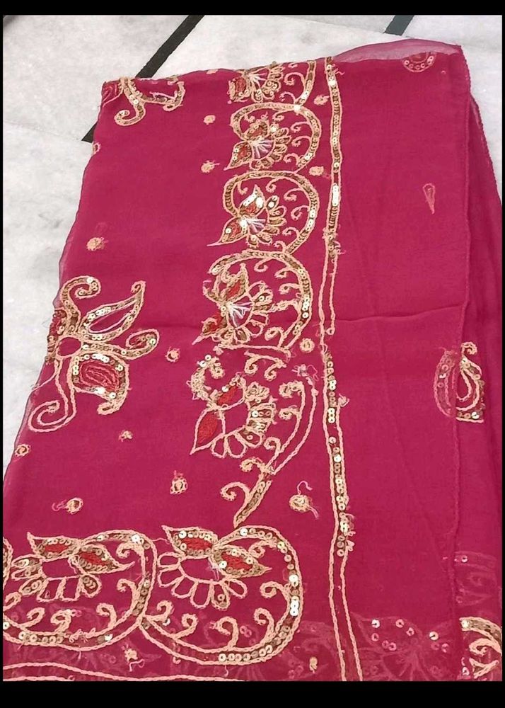 darbari Embroidered Pink Saree
