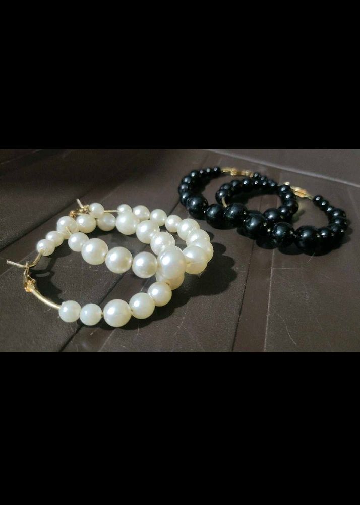 Pearl Hoop Earrings &amp; Bracelet Set