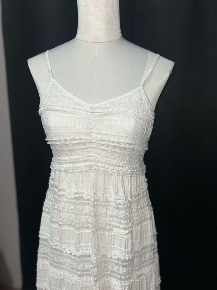 White Ruffle Summer Dress