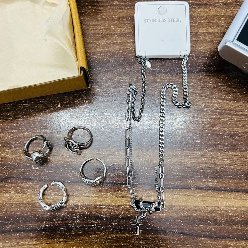 Gothic Cross Necklace &amp; Ring Set