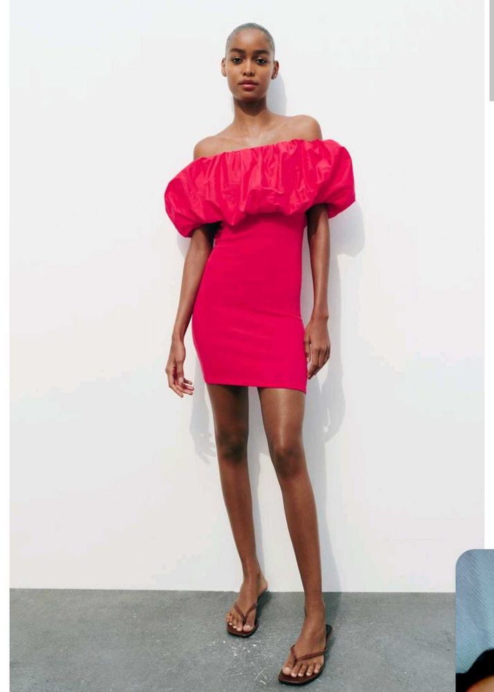 ZARA Off-Shoulder Ruffled Dress