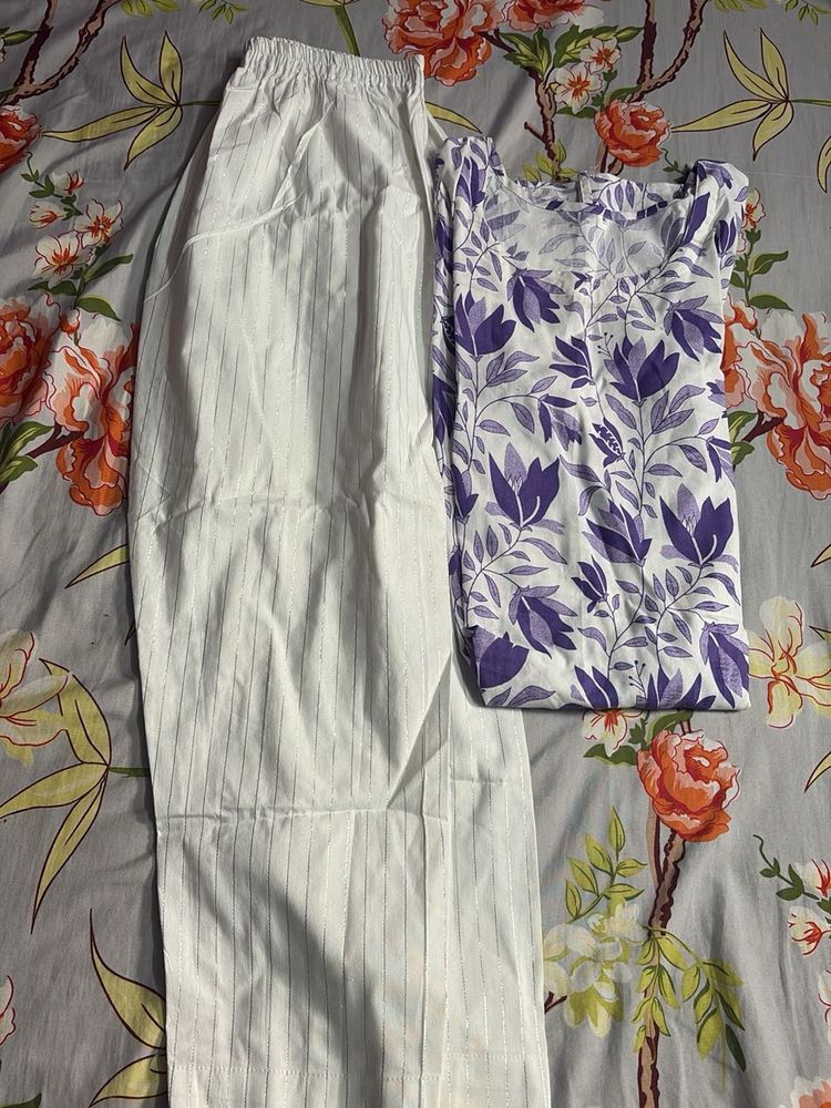 Elegant Purple Floral Kurta Set