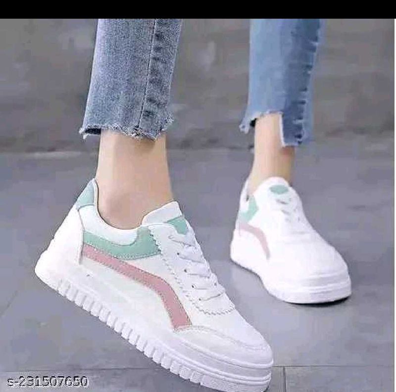 Stylish White Sneakers with Pastel Accents