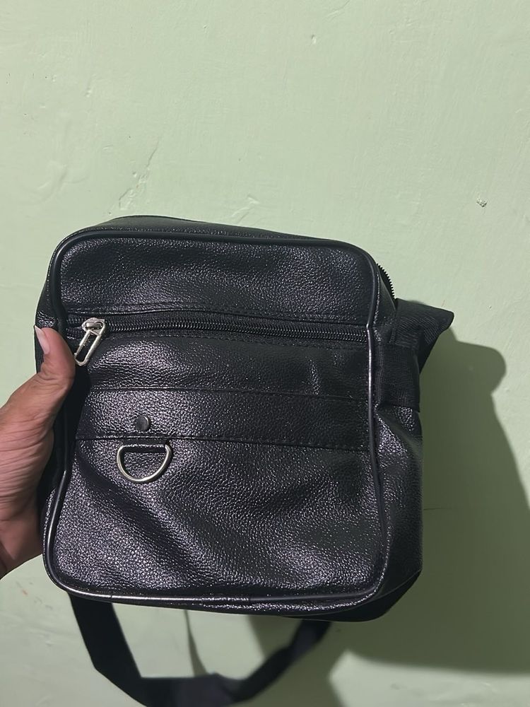 Classic Black Faux Leather Crossbody Bag