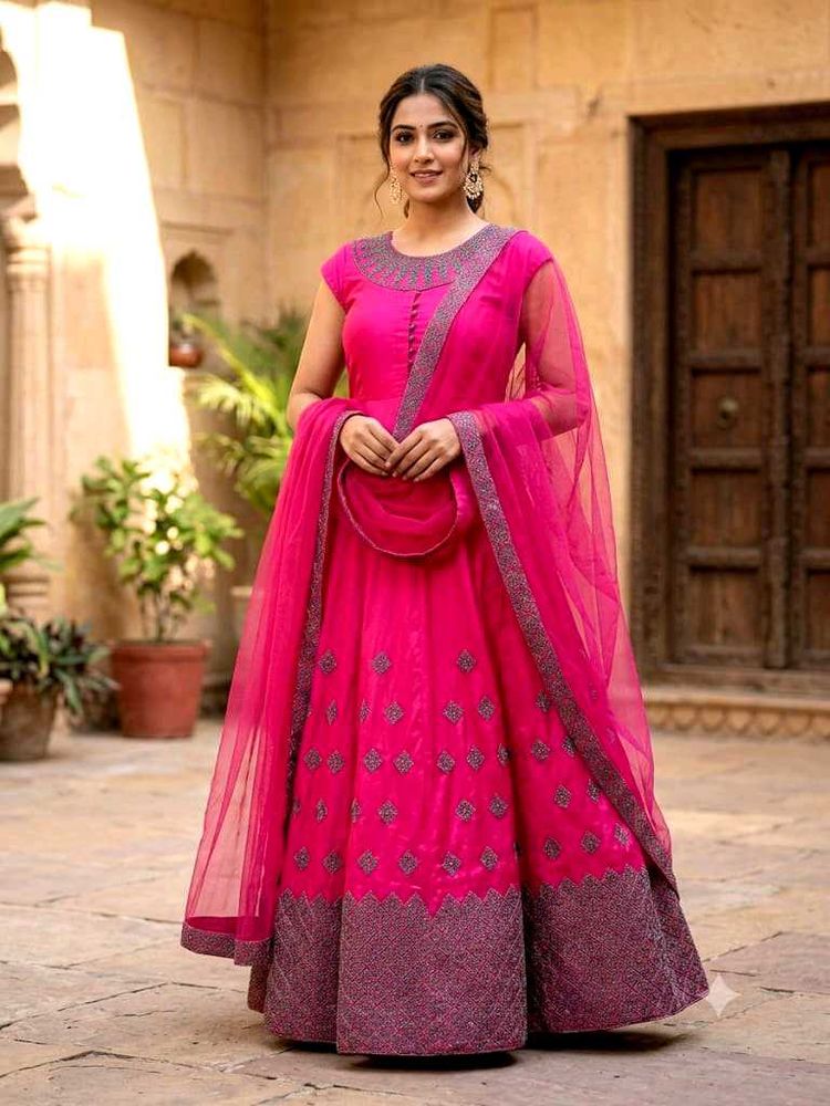 Stunning Pink Anarkali Lehenga