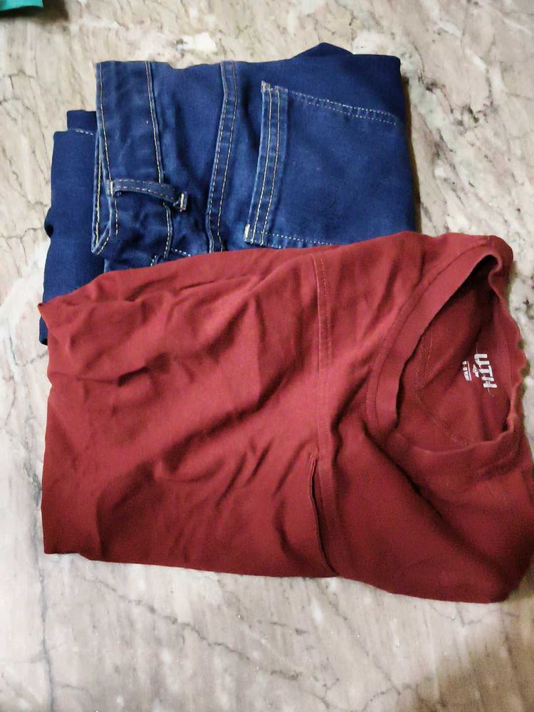 Maroon Striped T-shirt