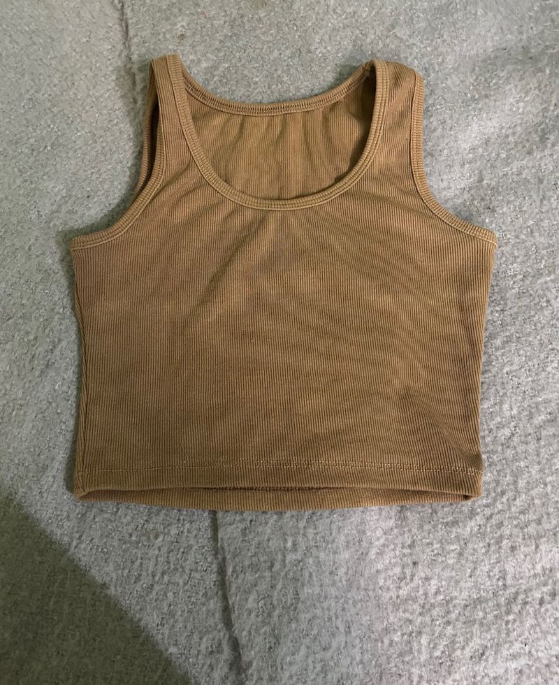 Trendy Brown Crop Tank Top