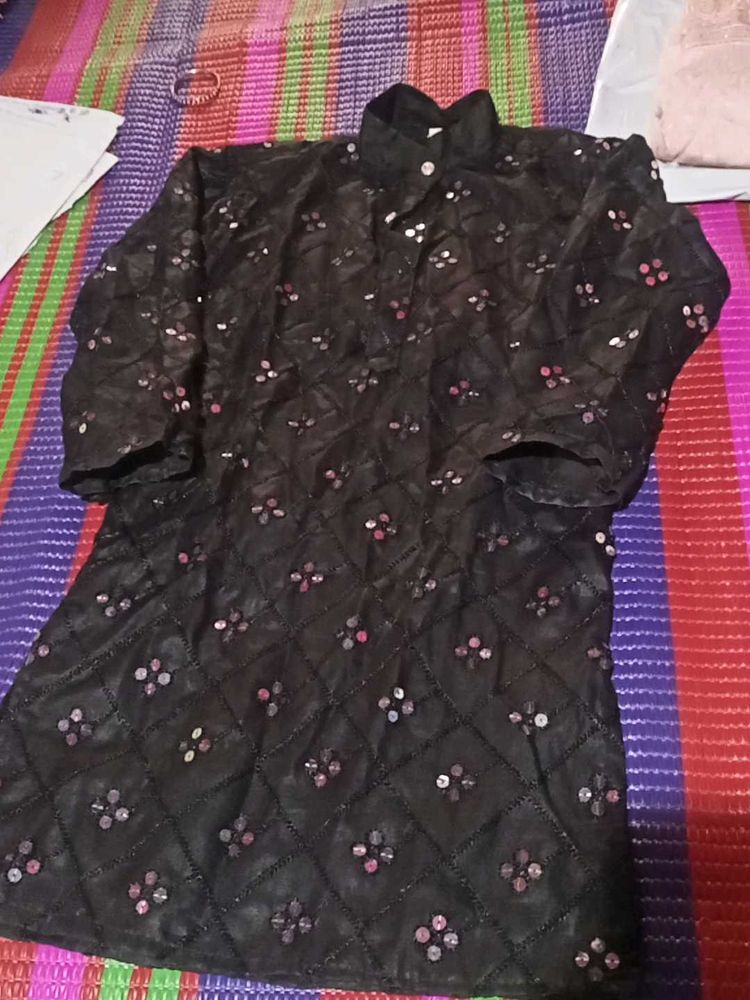 Embellished Black Kurta with pant