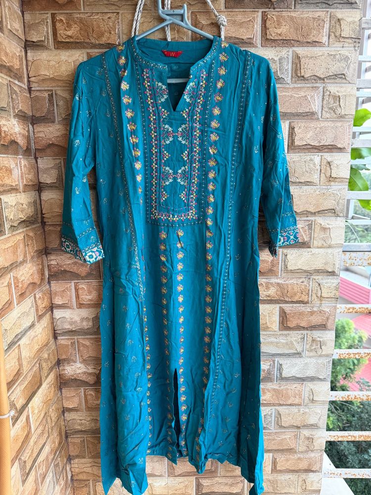 Boho Embroidered Teal Kurti