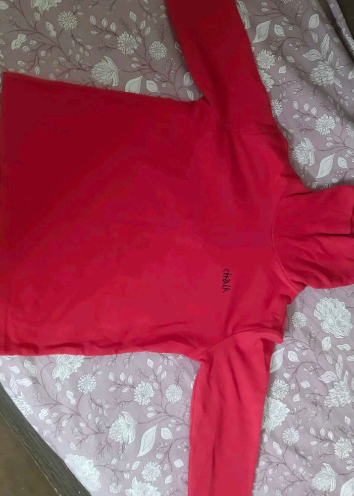 Red High Neck T-Shirt
