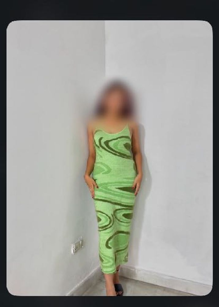 Green Swirl Knit Slip Dress