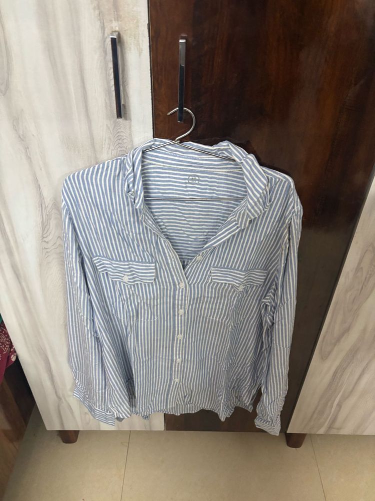 Blue Striped Button-Up Shirt