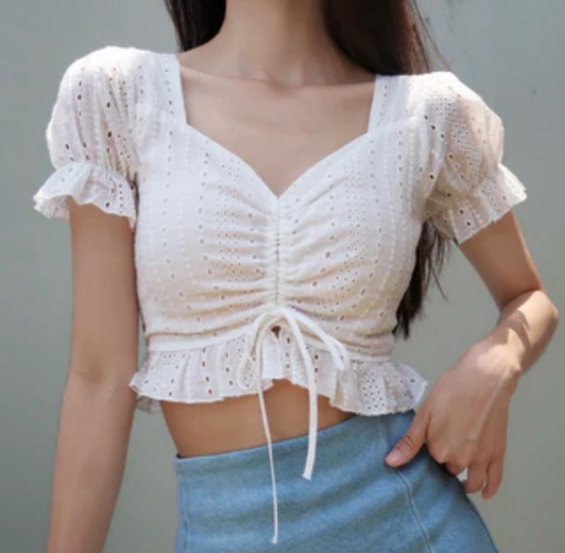 White Eyelet Crop Top