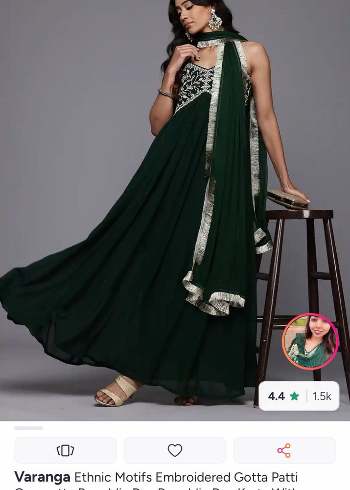 Elegant Emerald Green anarkali medium size