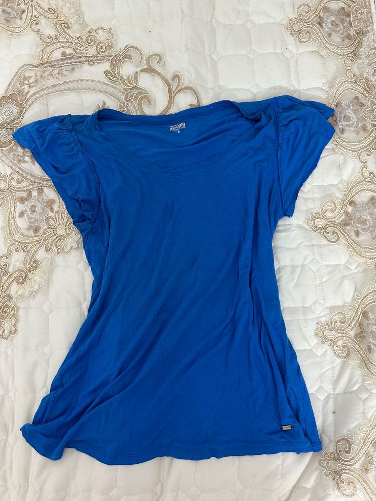 Blue Short Sleeve Top- L