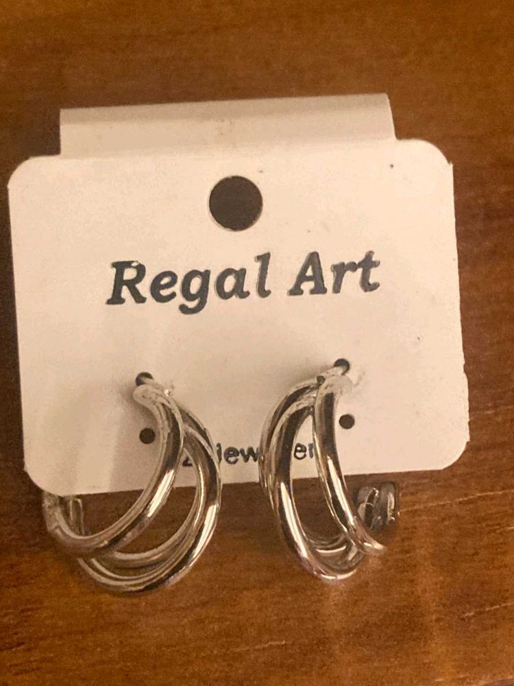 silver tone double hoop earrings