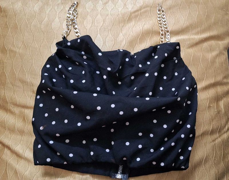 Chic Black Polka Dot Chain padded with gold straps