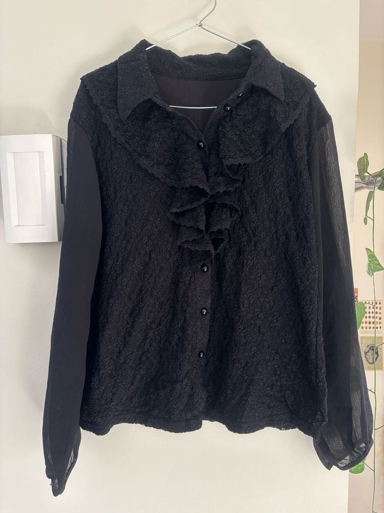 Black Ruffled Blouse