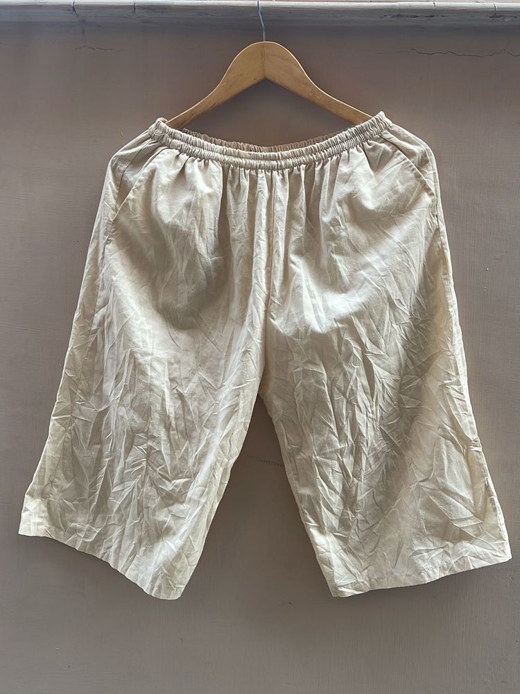 Cream Linen Palazzo Pants