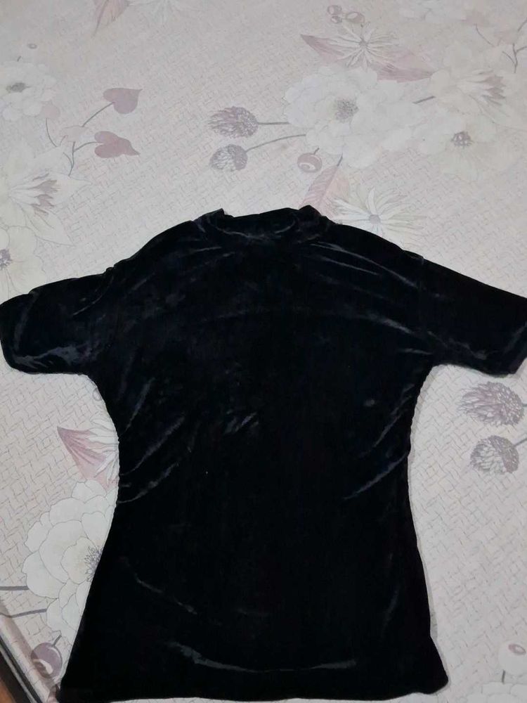 Black Velvet Mock Neck Top